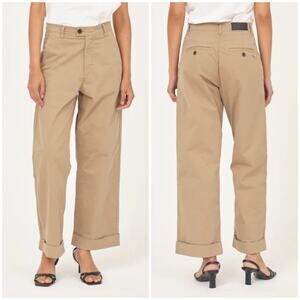 Pieszak Birkin Weekend Chino Pant High Rise Wide Leg Khaki 26x32